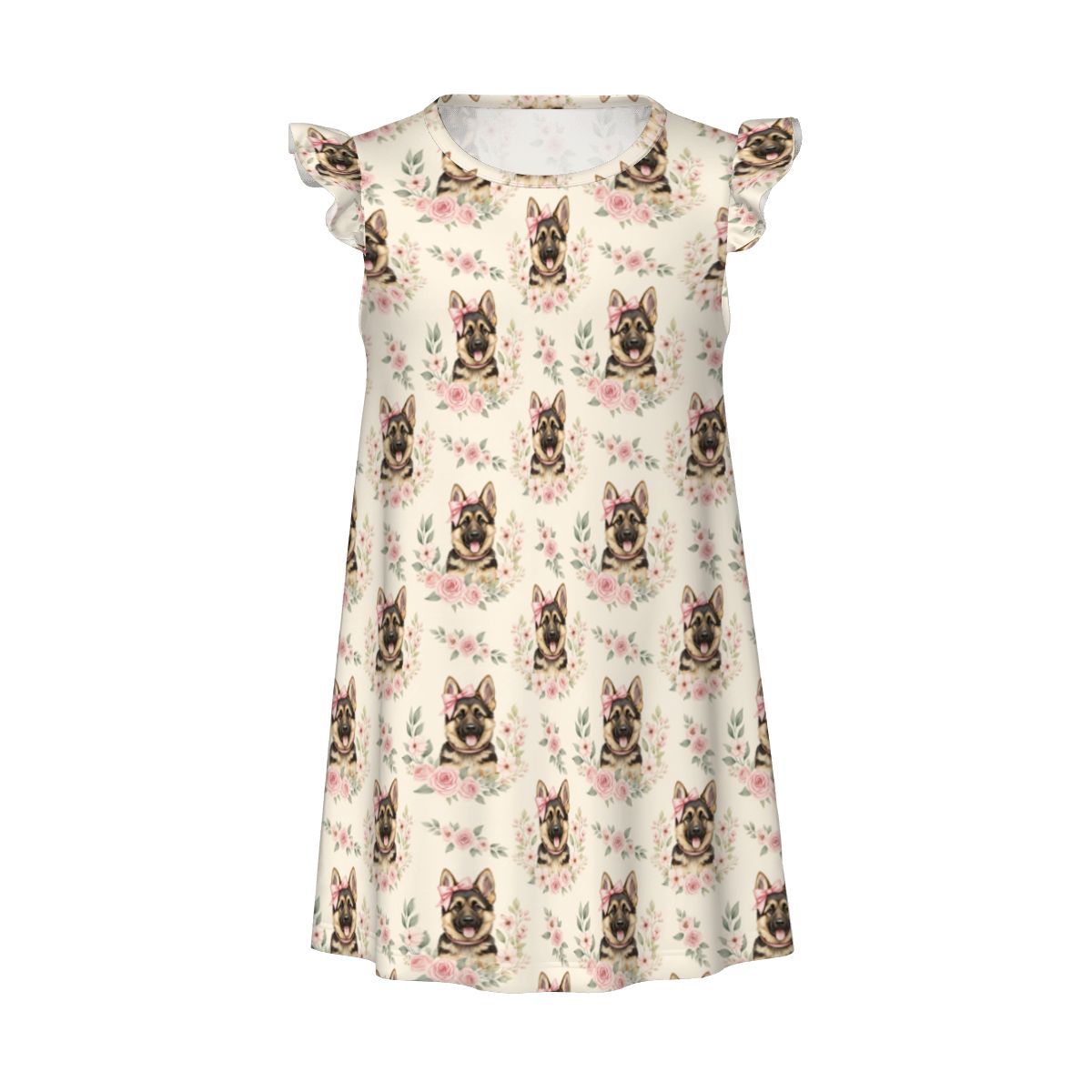 German Shepherd Dog Shepherd Girl's Flutter Sleeve Nightgown