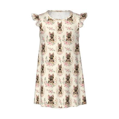 German Shepherd Dog Shepherd Girl's Flutter Sleeve Nightgown