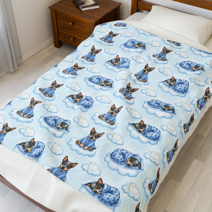 Australian Cattle Dog Blue Baby Blanket, Heeler Baby Shower Baby Boy Newborn Gift Hospital Announcement Blanket Coming Home