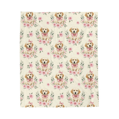 Golden Retriever Pink Baby Blanket, Golden Dog Baby Shower Baby Girl Newborn Gift Hospital Announcement Blanket Coming Home