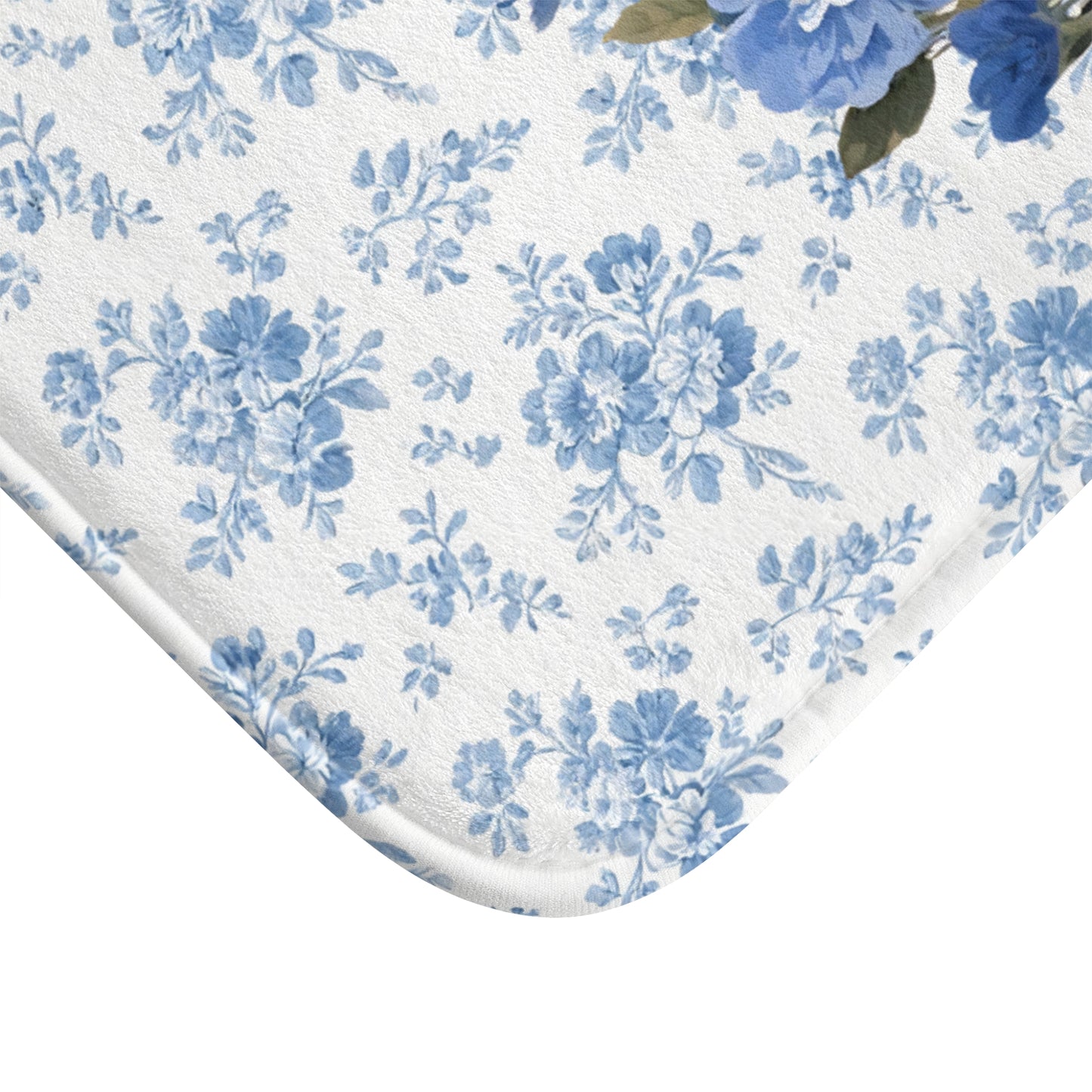 Blue Floral Aussie Bath Mat – Cute Australian Shepherd Dog Bathroom Rug