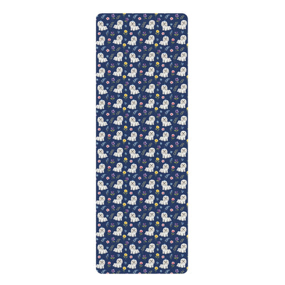 Maltese Dog Floral Yoga Mat – Durable Non-Slip Rubber Surface for Home & Studio Practice