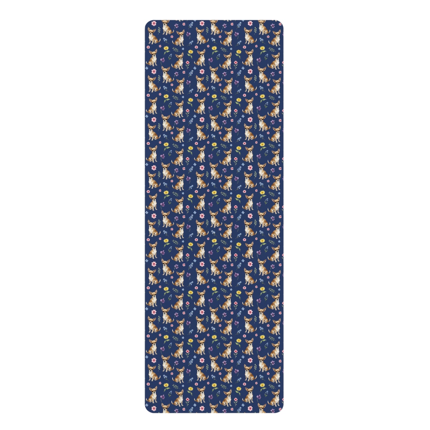 Chihuahua Dog Floral Yoga Mat – Durable Non-Slip Rubber Surface for Home & Studio Practice