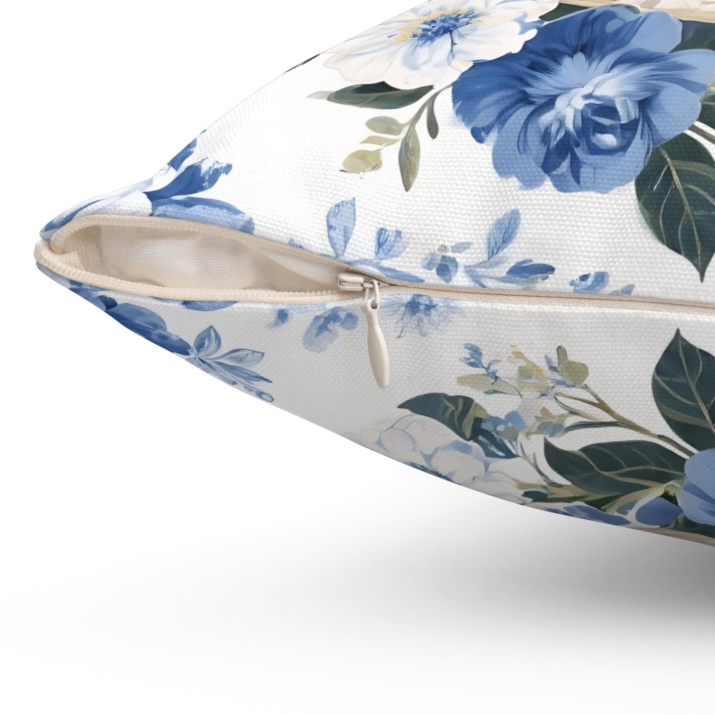 Bernese Mountain Dog Blue Floral Throw Pillow