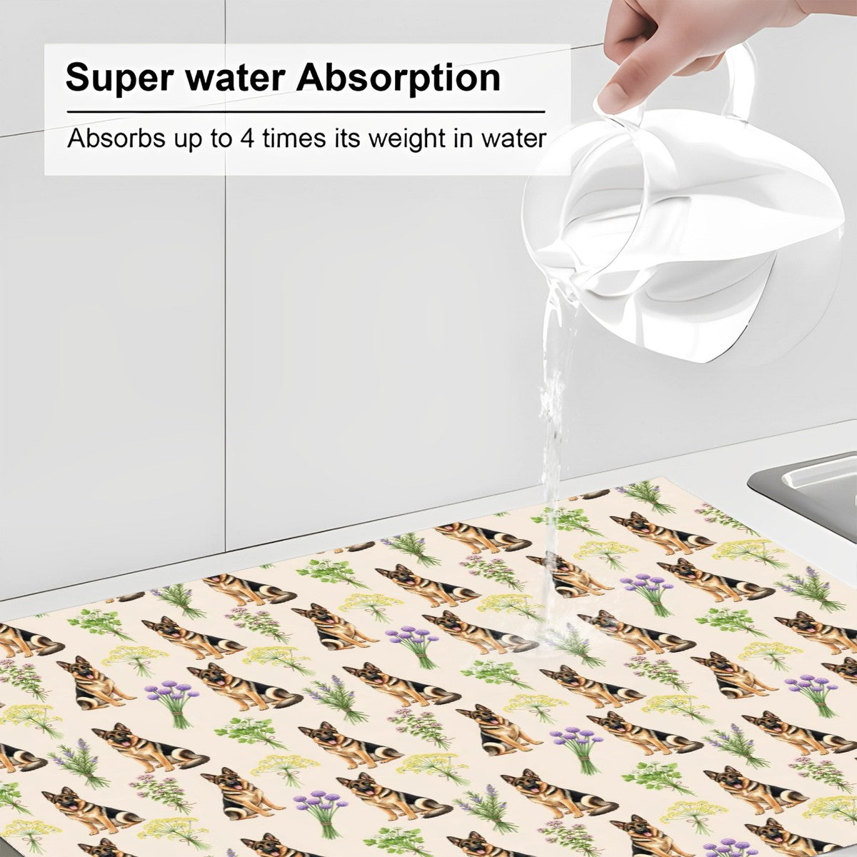 German Shepherd Large Dish Drying Mat