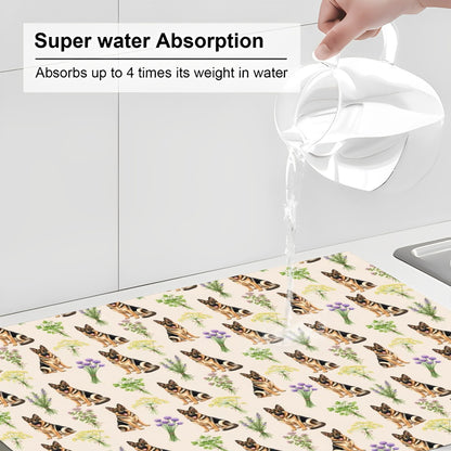 German Shepherd Large Dish Drying Mat