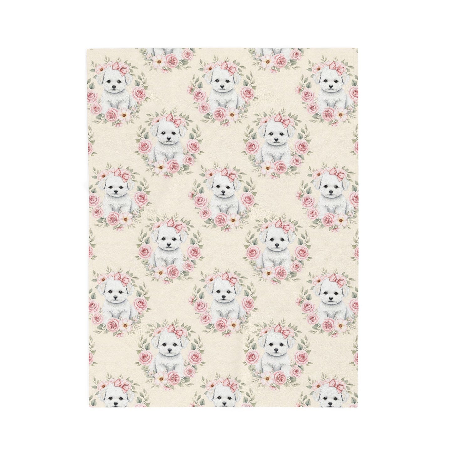 Bichon Frise Pink Baby Blanket, Bichon Frise Dog Baby Shower Baby Girl Newborn Gift Hospital Announcement Blanket Coming Home