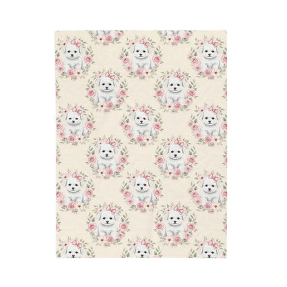 Bichon Frise Pink Baby Blanket, Bichon Frise Dog Baby Shower Baby Girl Newborn Gift Hospital Announcement Blanket Coming Home
