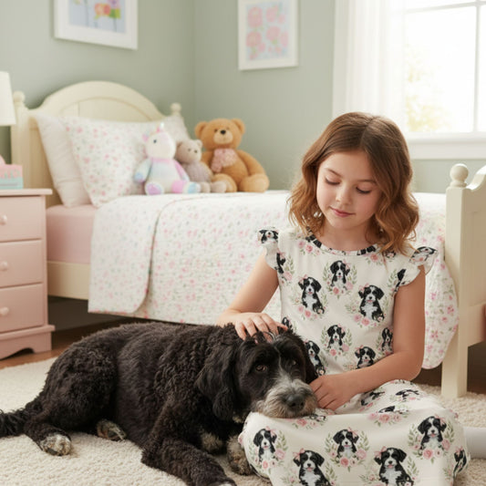 Portuguese Water Dog Girl's Flutter Sleeve Nightgown