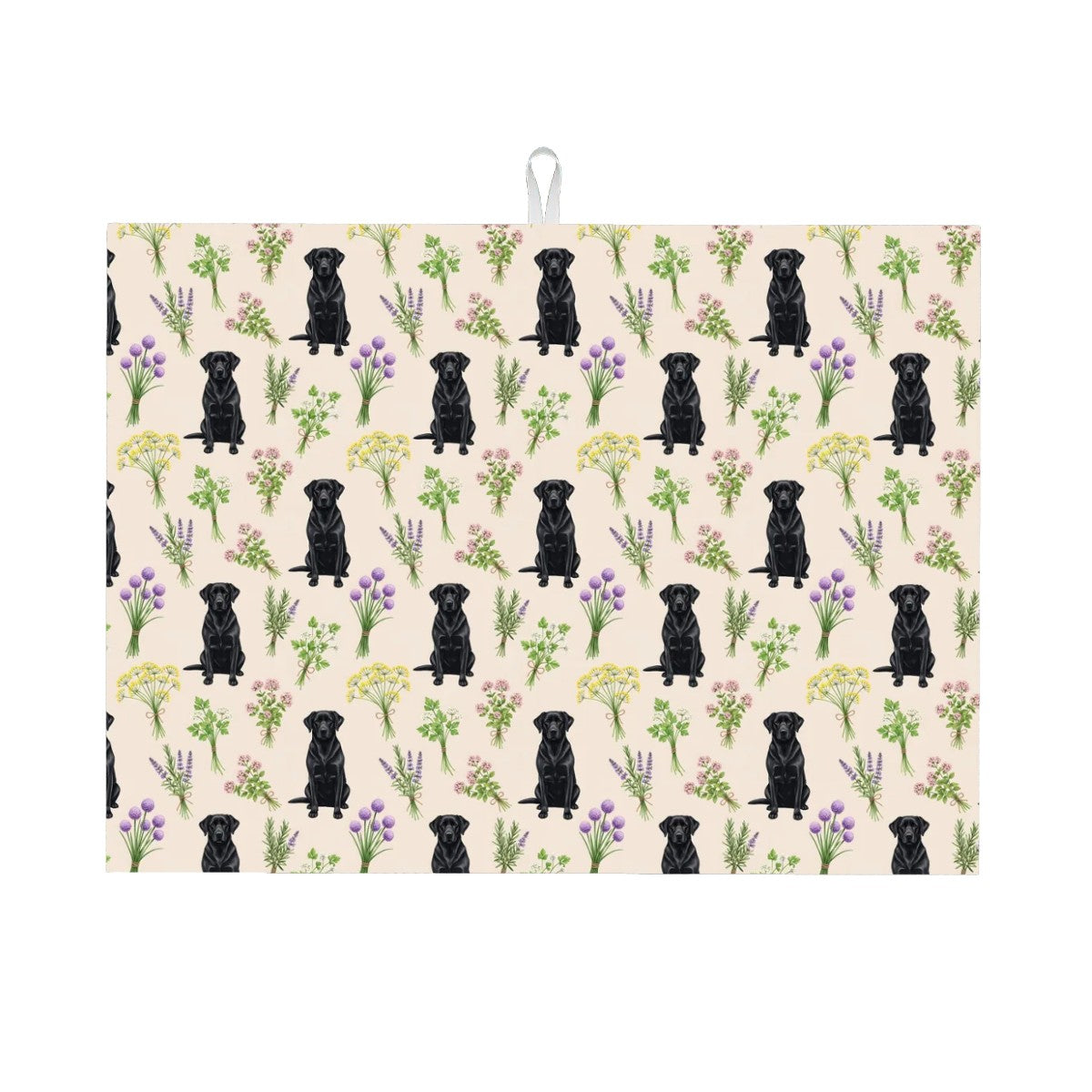 Black Labrador Retriever Large Dish Drying Mat