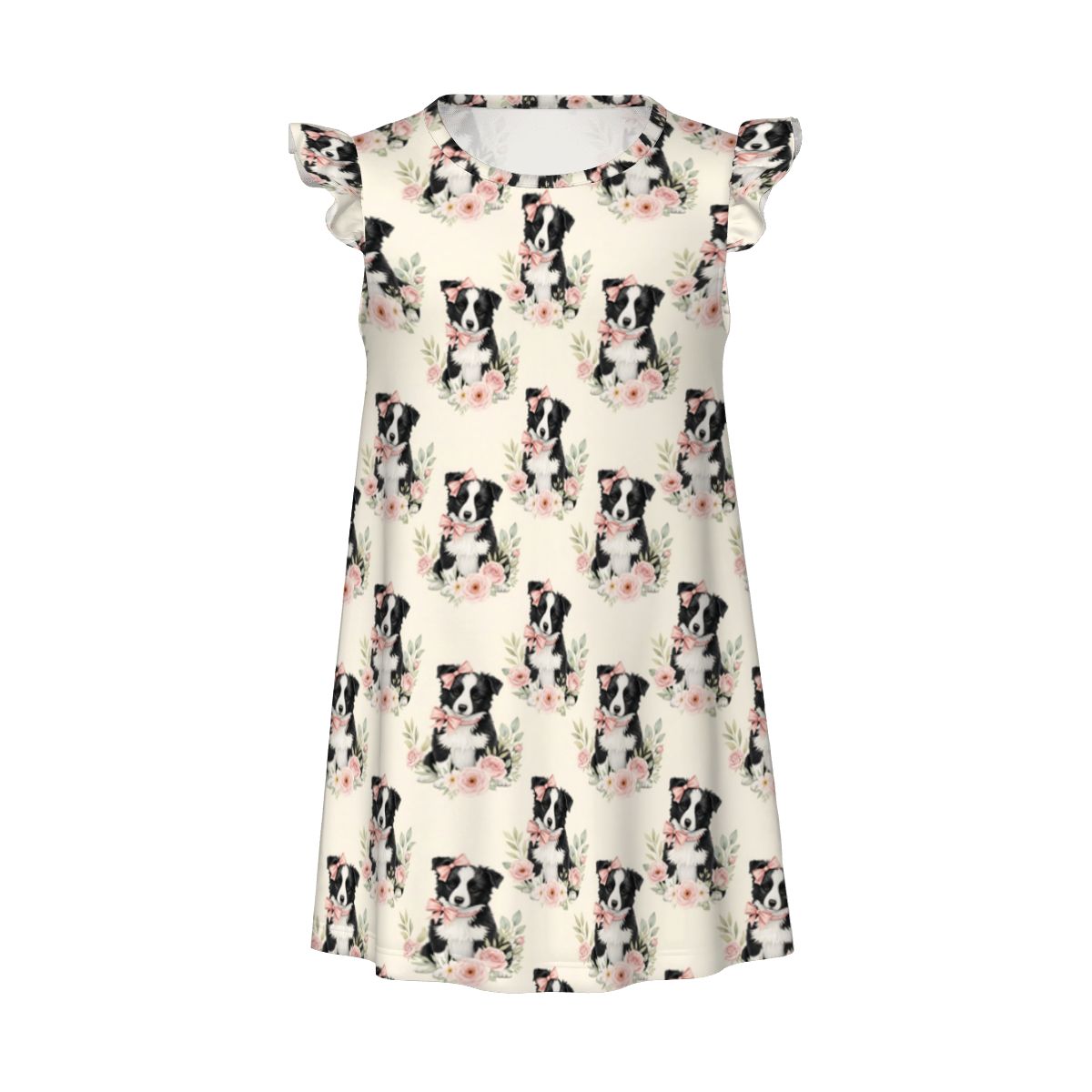 Border Collie Girl's Flutter Sleeve Nightgown