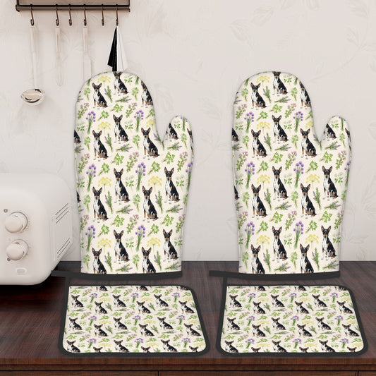 Rat Terrier Oven Mitts and Pot Holders Set