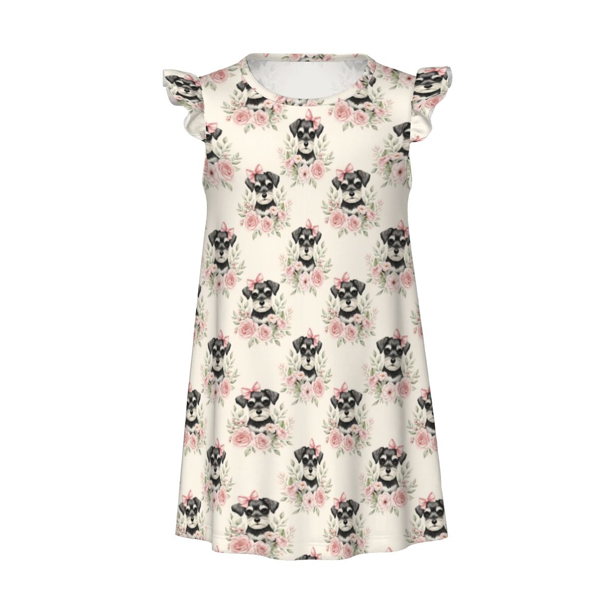 Schnauzer Girl's Flutter Sleeve Nightgown