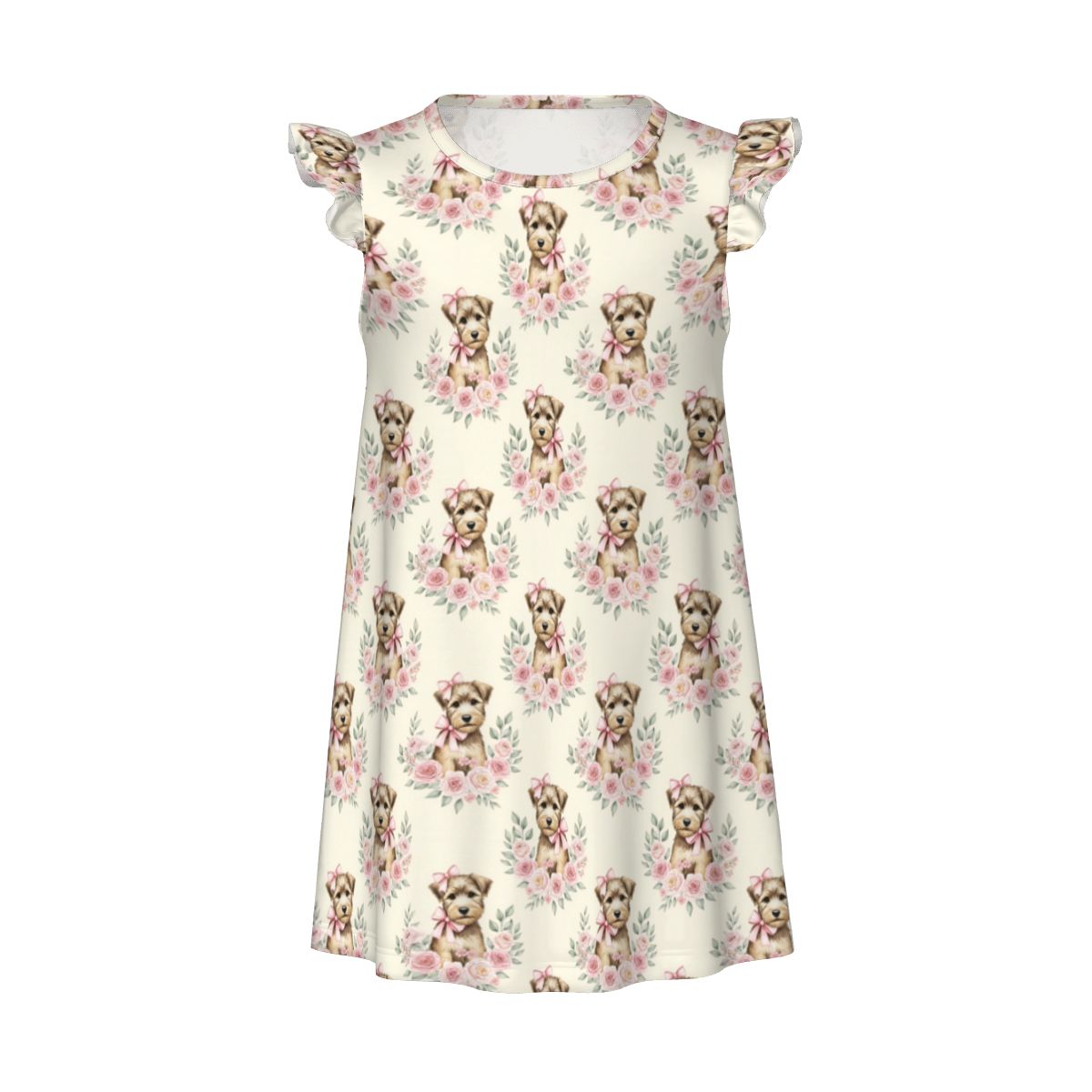 Wheaten Terrier Girl's Flutter Sleeve Nightgown