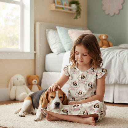 Beagle Dog Girl's Flutter Sleeve Nightgown