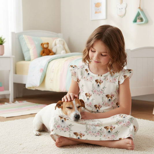 Jack Russell Terrier Girl's Flutter Sleeve Nightgown