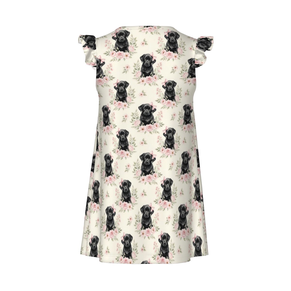 Black Labrador Retriever Girl's Flutter Sleeve Nightgown