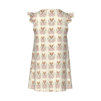 Corgi Girl's Flutter Sleeve Nightgown