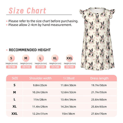 Boston Terrier Girl's Flutter Sleeve Nightgown