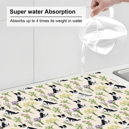 Border Collie Large Dish Drying Mat