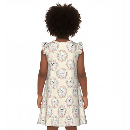 Bichon Frise Girl's Flutter Sleeve Nightgown