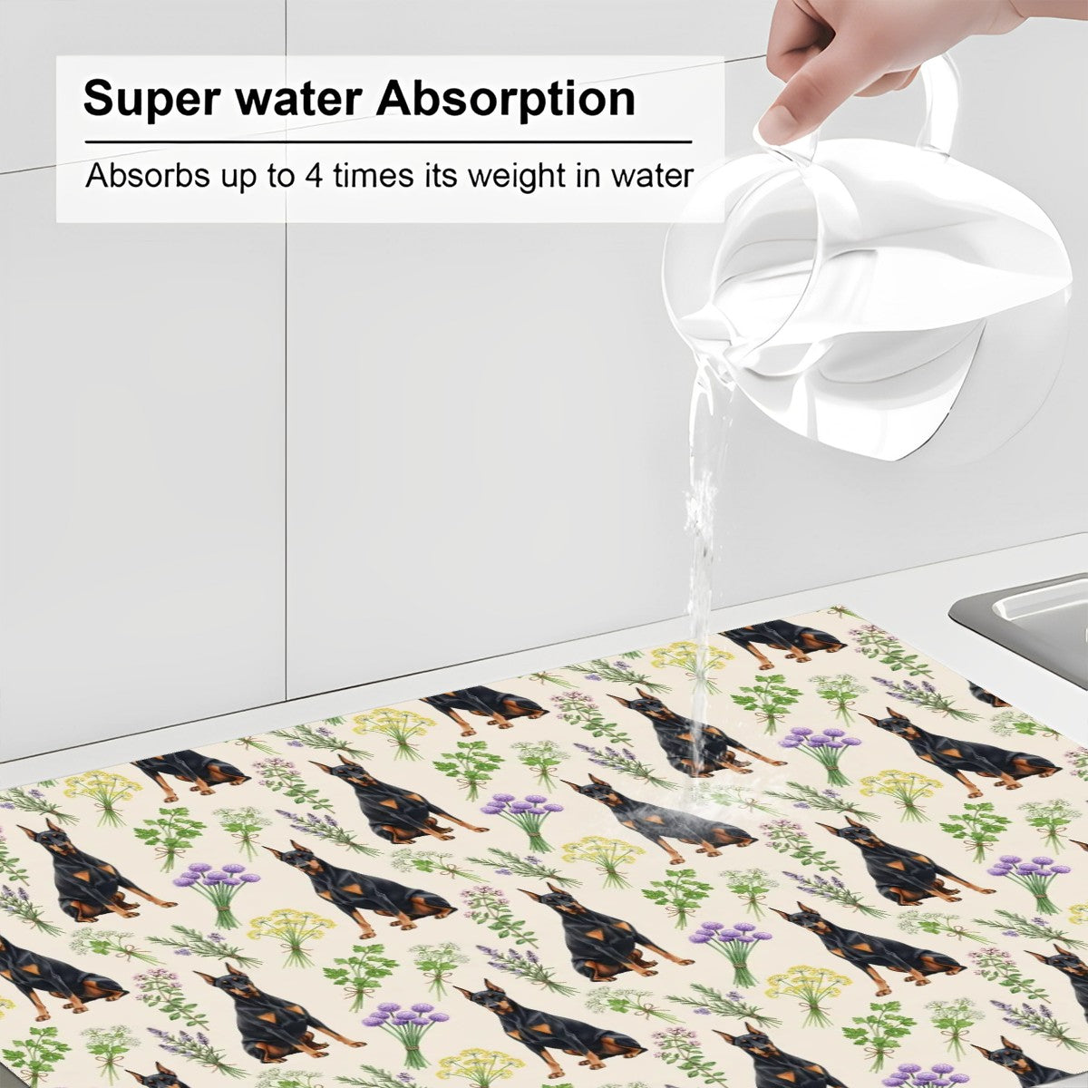 Doberman Pinscher Large Dish Drying Mat