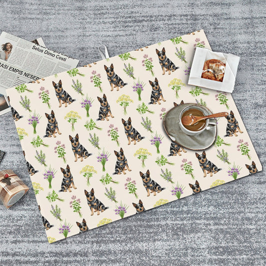 Australian Cattle Dog & Herbs Large Dish Drying Mat
