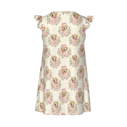 Golden Retriever Girl's Flutter Sleeve Nightgown