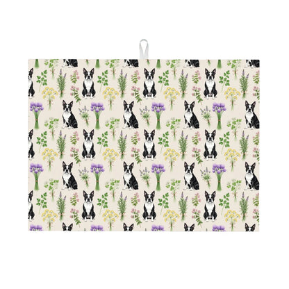 Boston Terrier Large Dish Drying Mat