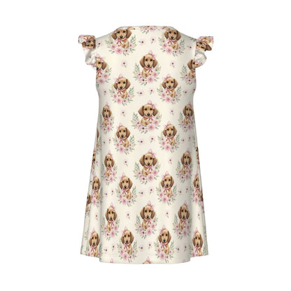 Dachshund Girl's Flutter Sleeve Nightgown