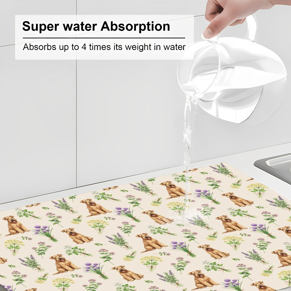 Wheaten Terrier Large Dish Drying Mat