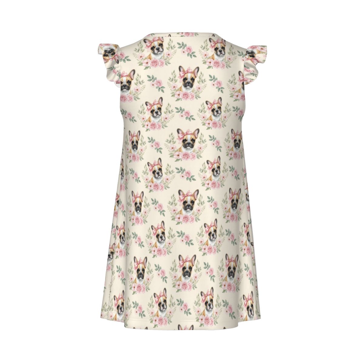 French Bulldog Girl's Flutter Sleeve Nightgown