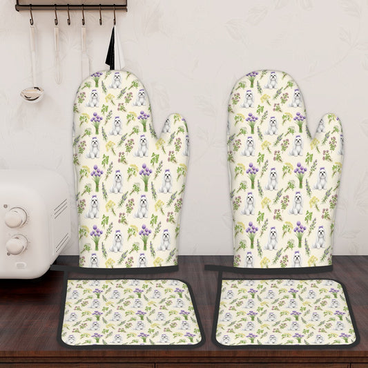 Maltese Oven Mitts and Pot Holders Set
