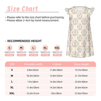 Bichon Frise Girl's Flutter Sleeve Nightgown