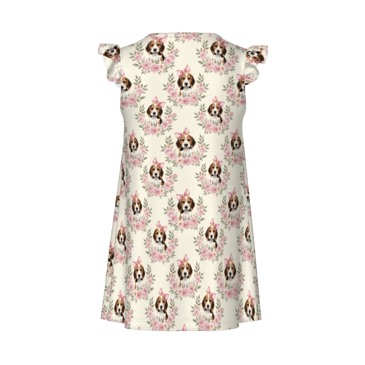 Beagle Dog Girl's Flutter Sleeve Nightgown