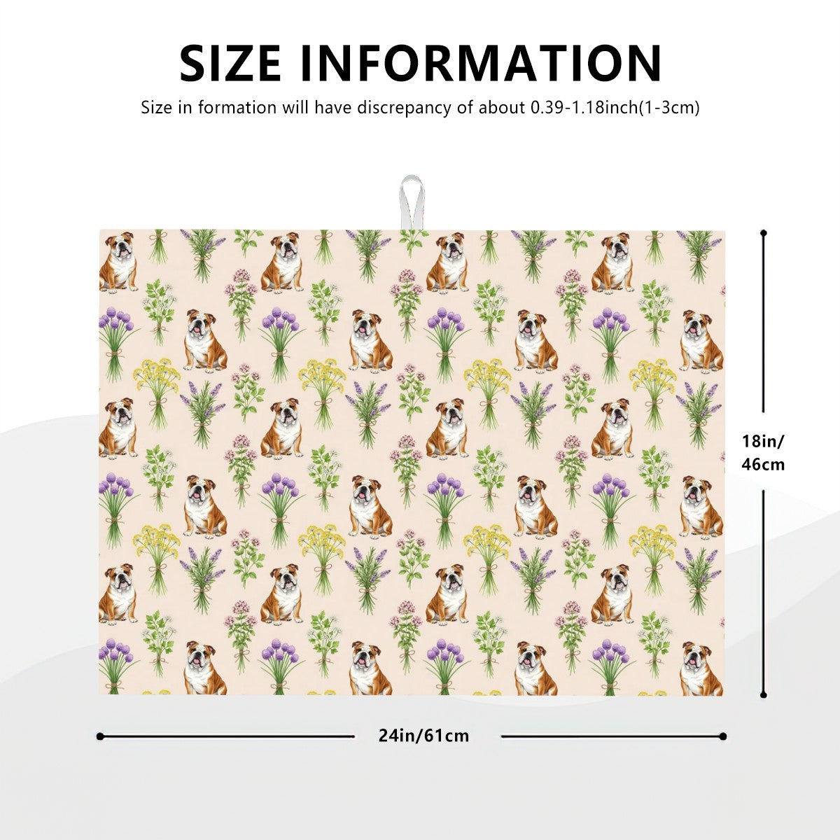 English Bulldog Large Dish Drying Mat