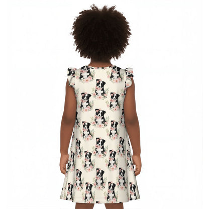 Border Collie Girl's Flutter Sleeve Nightgown