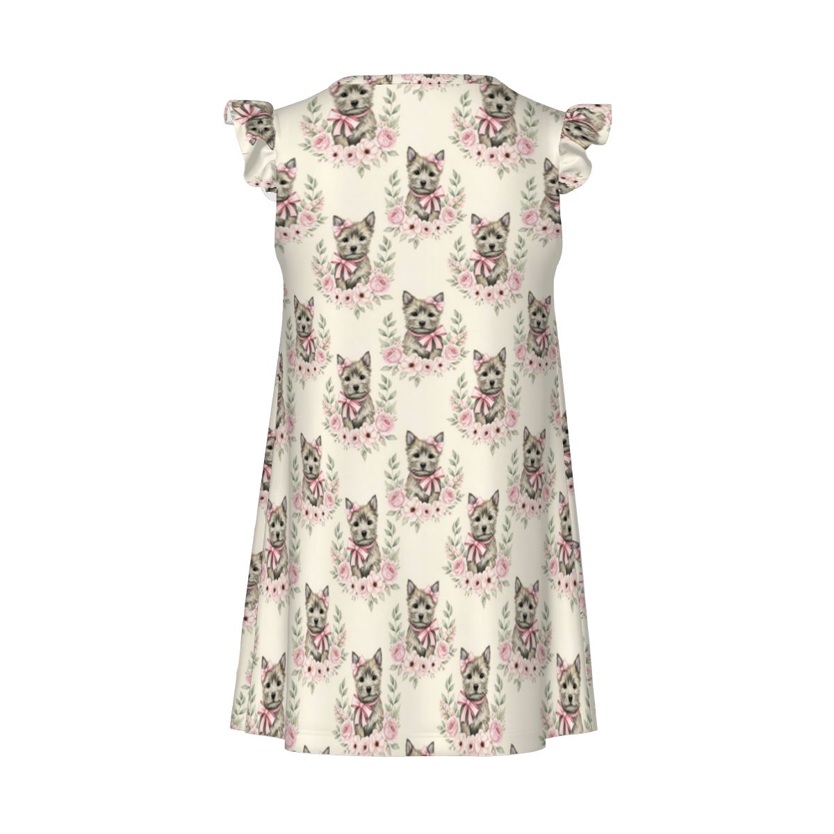 Cairn Terrier Girl's Flutter Sleeve Nightgown