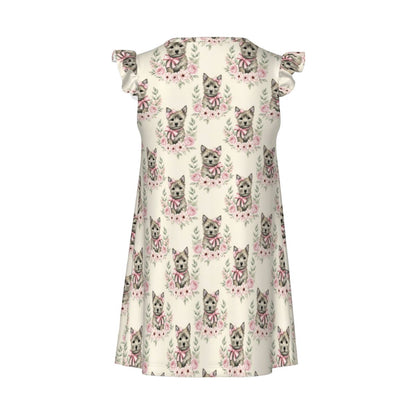 Cairn Terrier Girl's Flutter Sleeve Nightgown