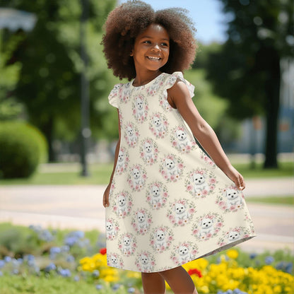 Bichon Frise Girl's Flutter Sleeve Nightgown