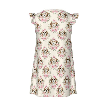 Havanese Girl's Flutter Sleeve Nightgown