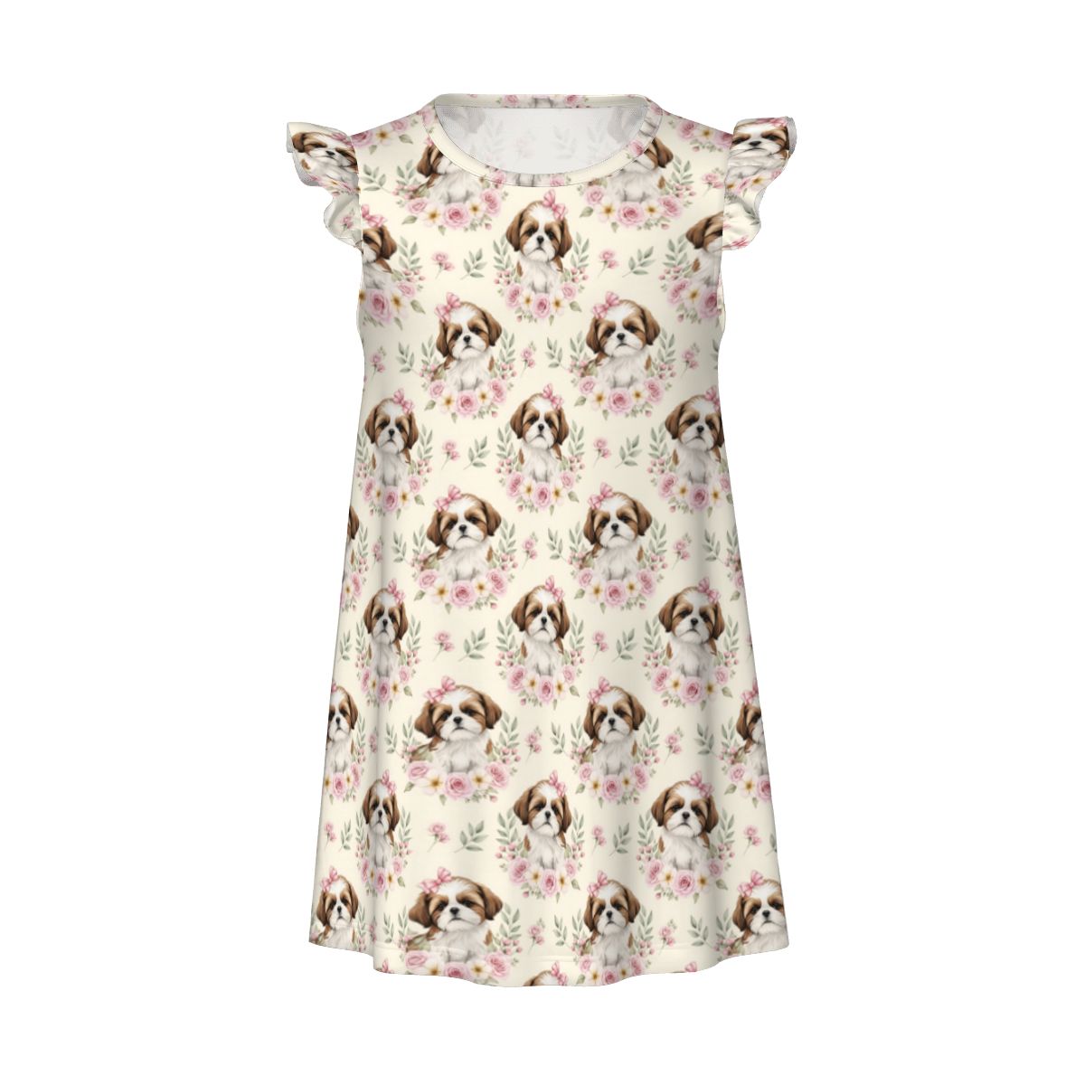 Shih Tzu Girl's Flutter Sleeve Nightgown