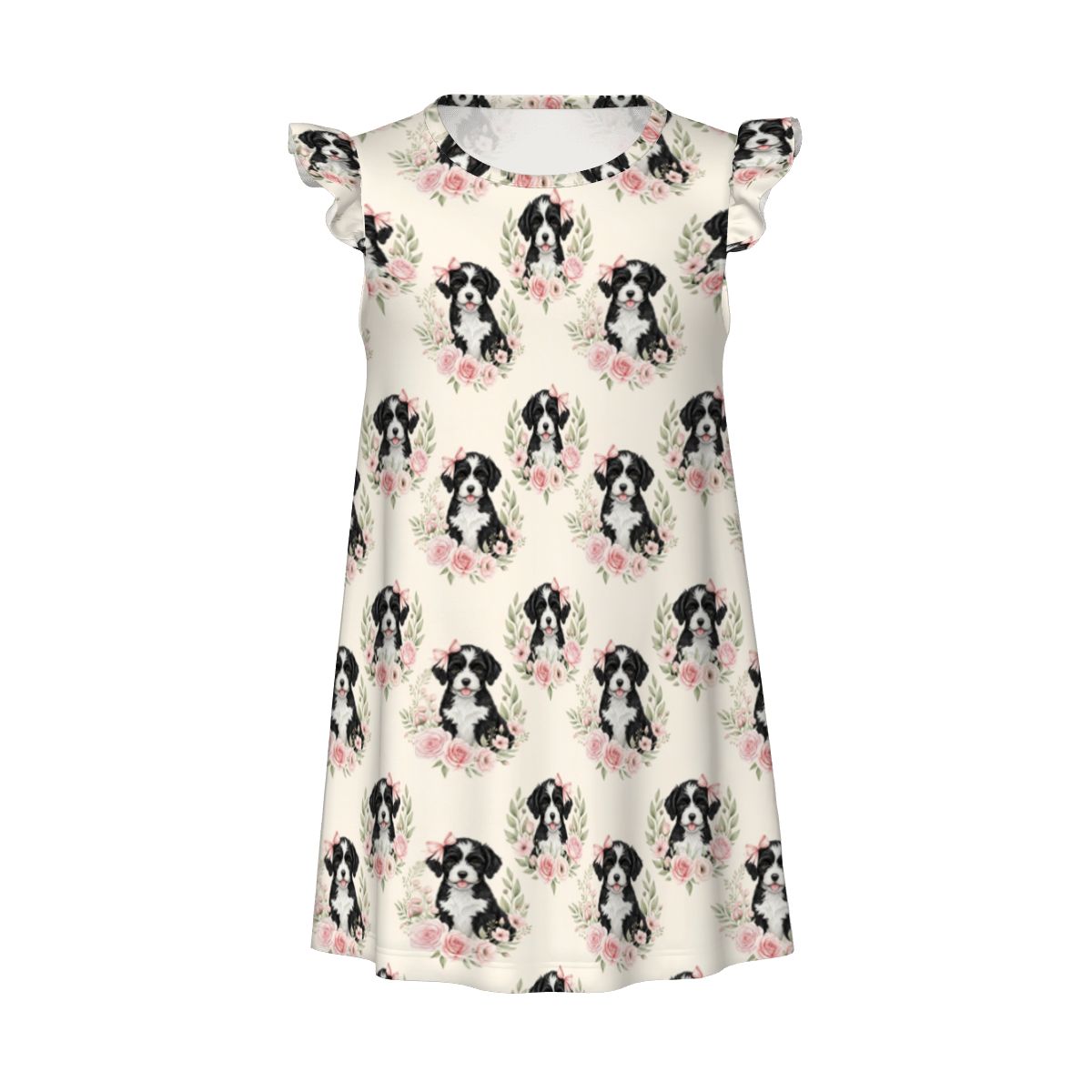 Portuguese Water Dog Girl's Flutter Sleeve Nightgown