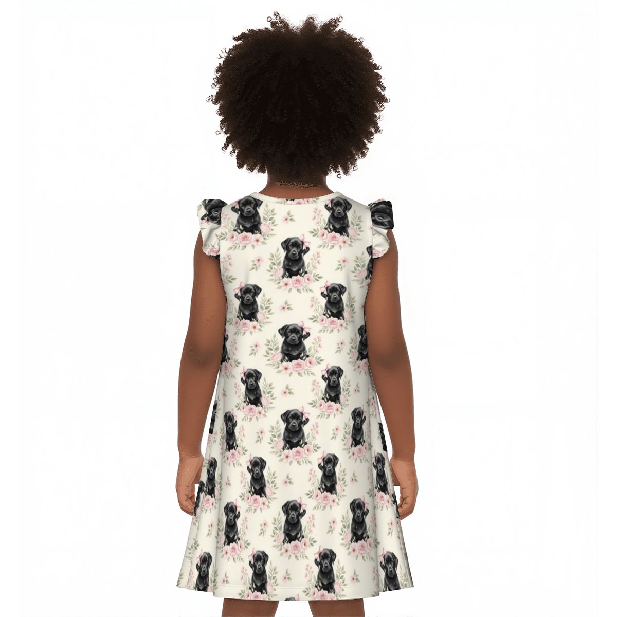 Black Labrador Retriever Girl's Flutter Sleeve Nightgown