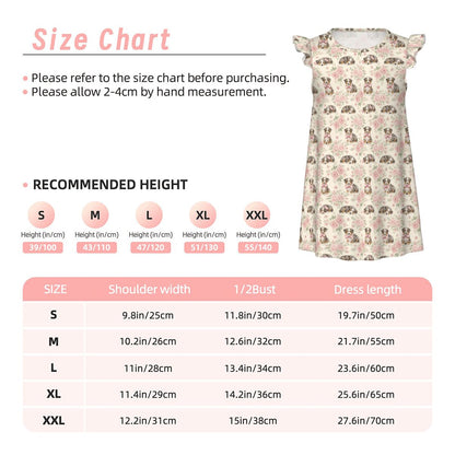 Australian Shepherd Dog Girl's Flutter Sleeve Nightgown
