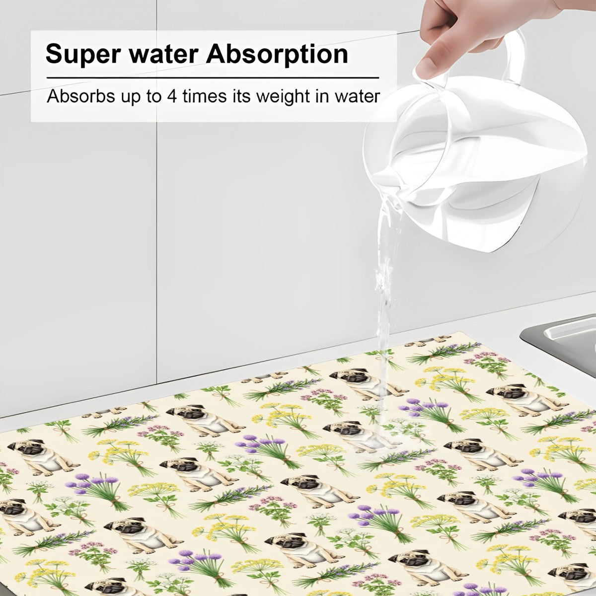 Pug Large Dish Drying Mat