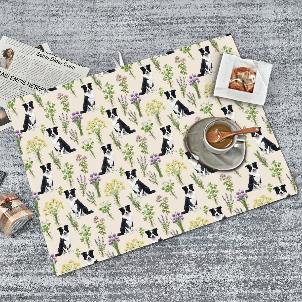 Border Collie Large Dish Drying Mat