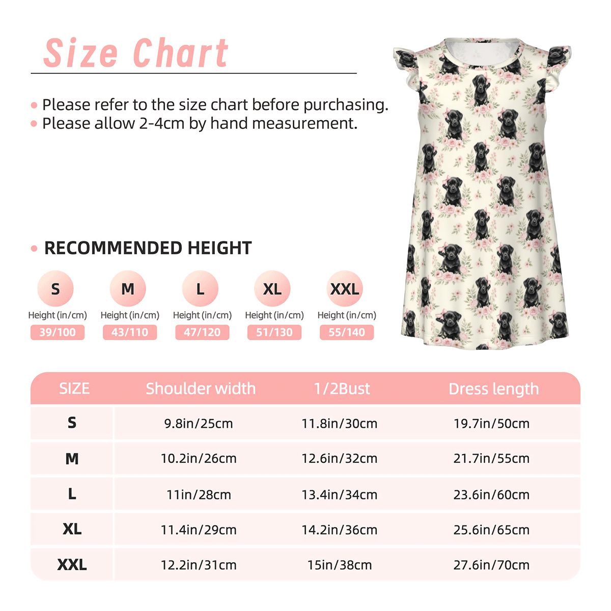 Black Labrador Retriever Girl's Flutter Sleeve Nightgown