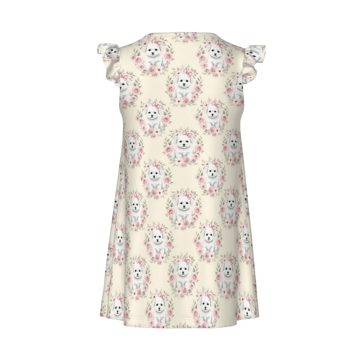 Bichon Frise Girl's Flutter Sleeve Nightgown