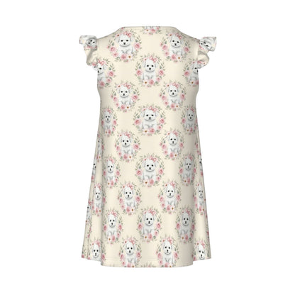 Bichon Frise Girl's Flutter Sleeve Nightgown